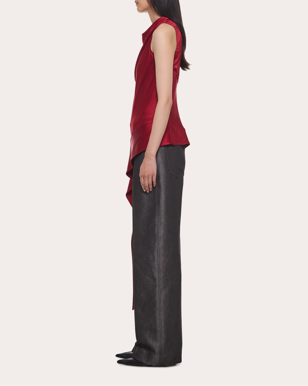 Silk Asymmetric Sash Drape Top