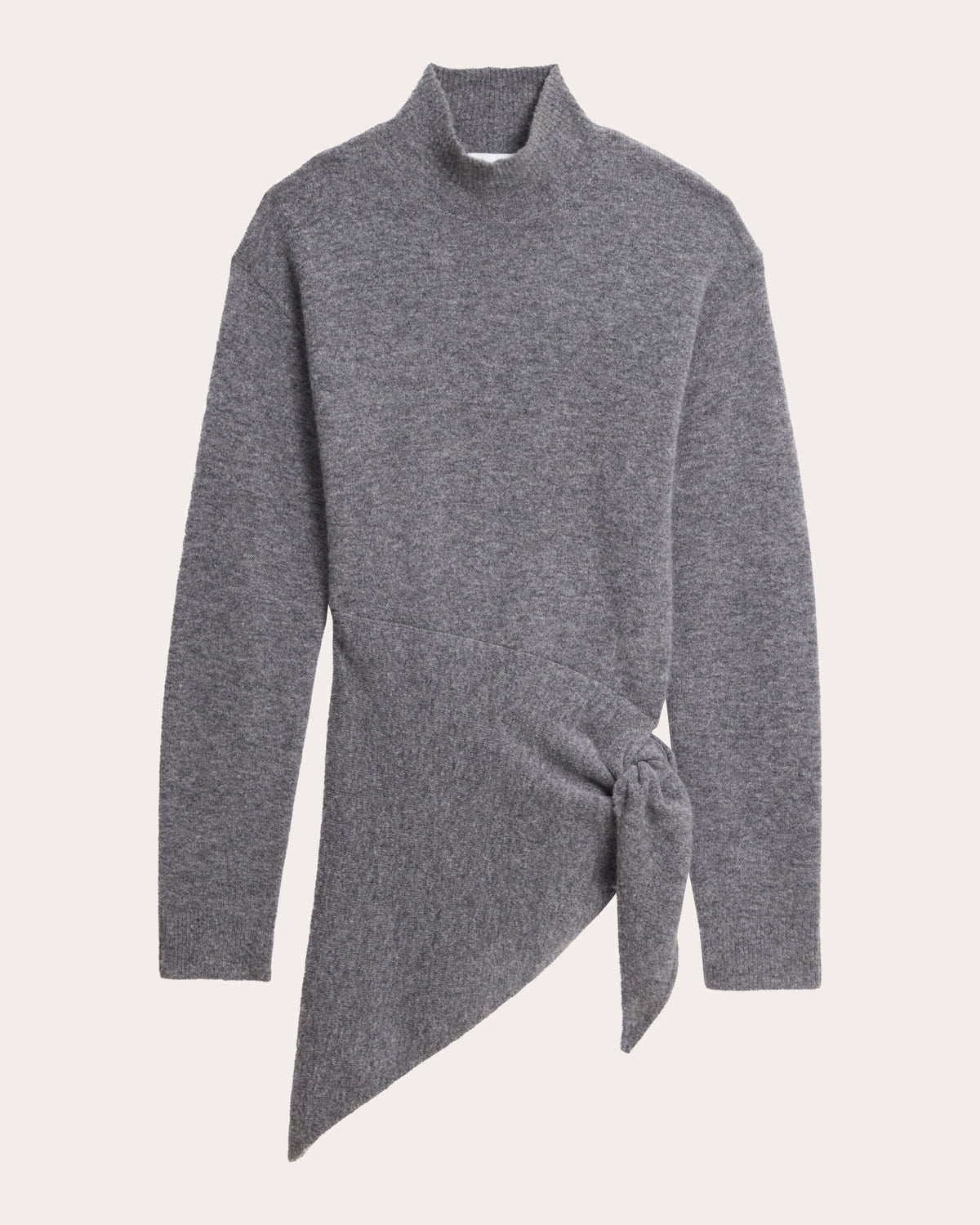 Wool Gathered Tie Mock Neck Sweater