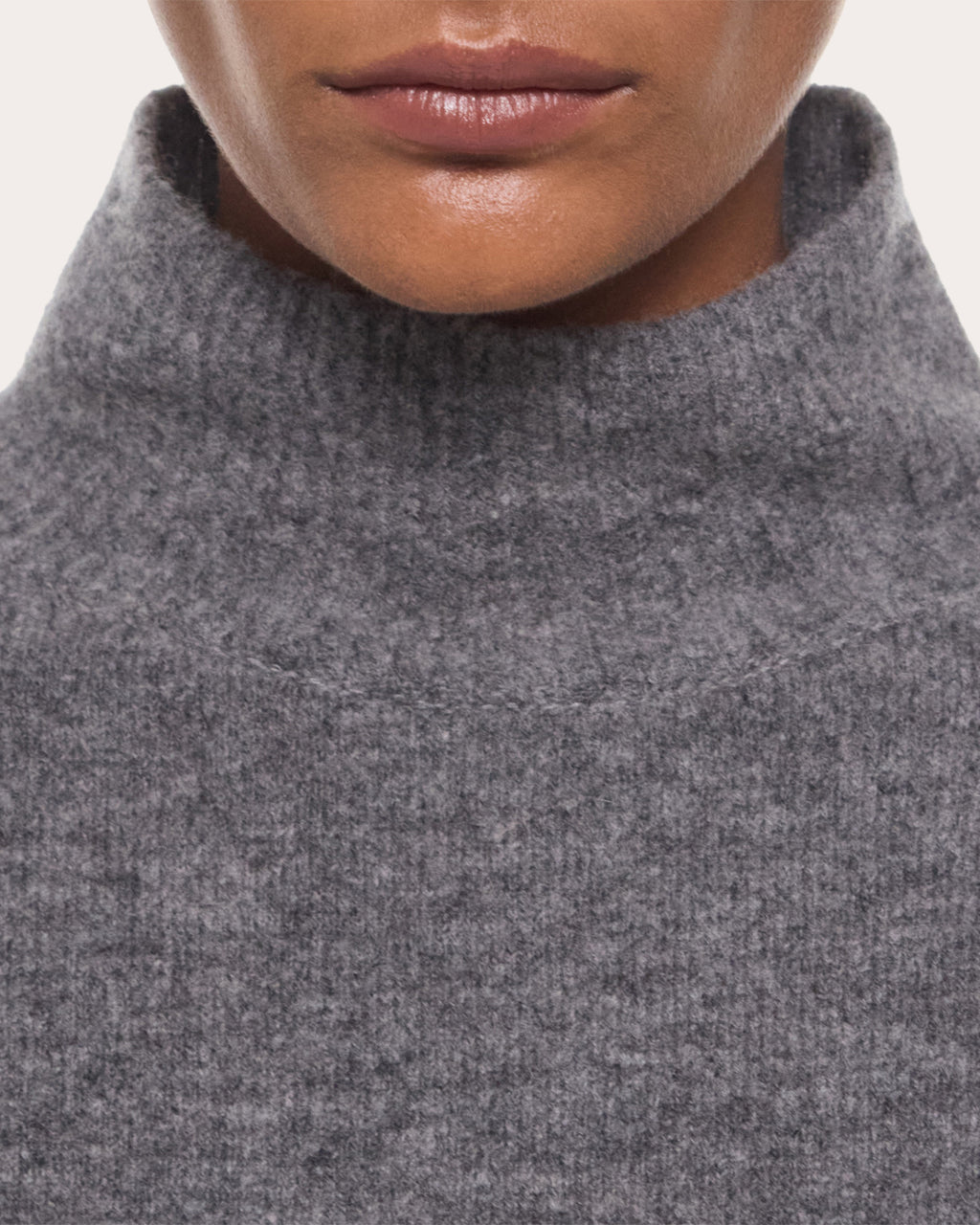 Wool Gathered Tie Mock Neck Sweater