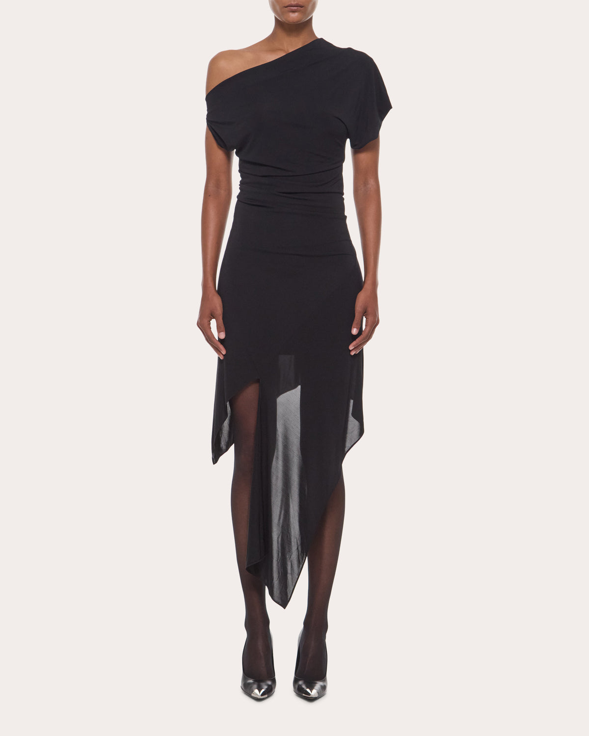 Jersey Asymmetric Sash Midi Dress