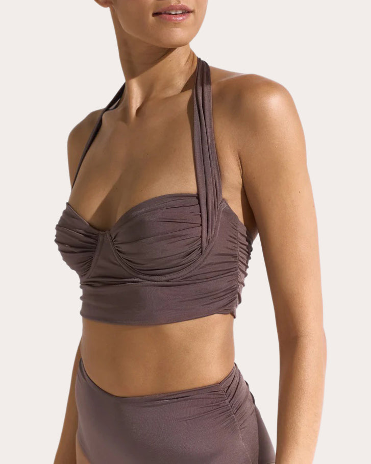 Haven Ruched Underwire Longline Bikini Top