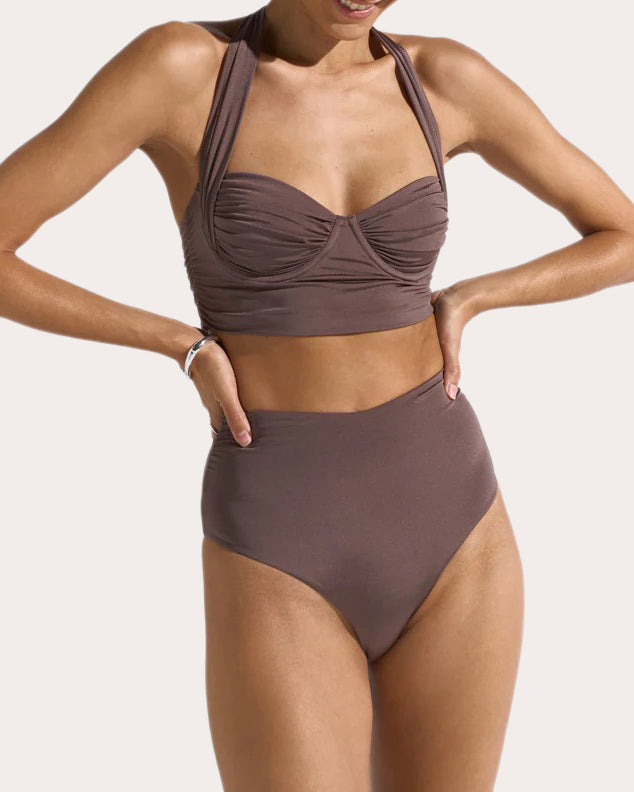Haven Ruched Underwire Longline Bikini Top