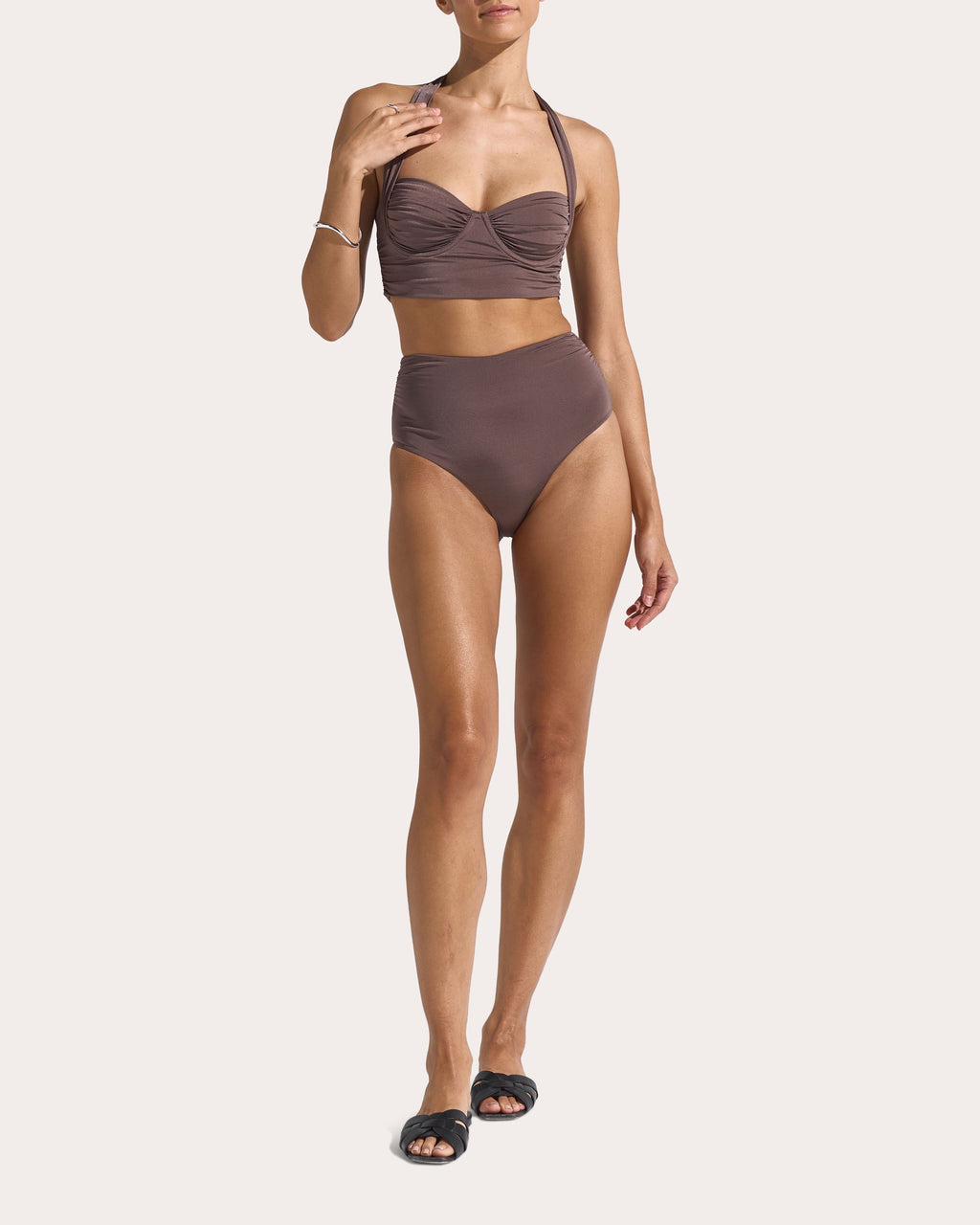 Haven Ruched Underwire Longline Bikini Top