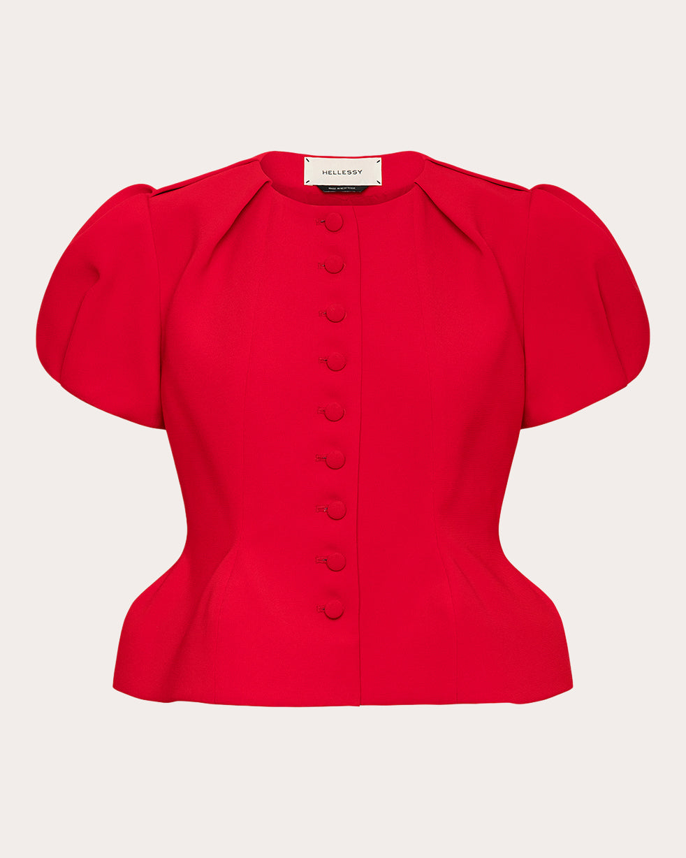 Nelly Crepe Short-Sleeve Peplum Jacket