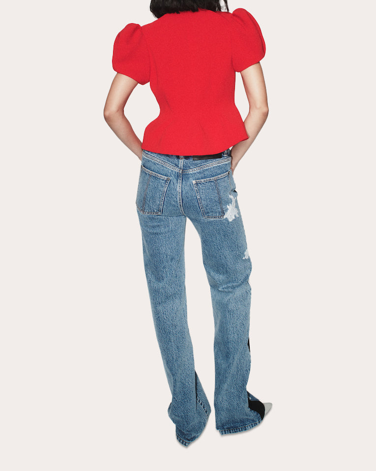 Nelly Crepe Short-Sleeve Peplum Jacket