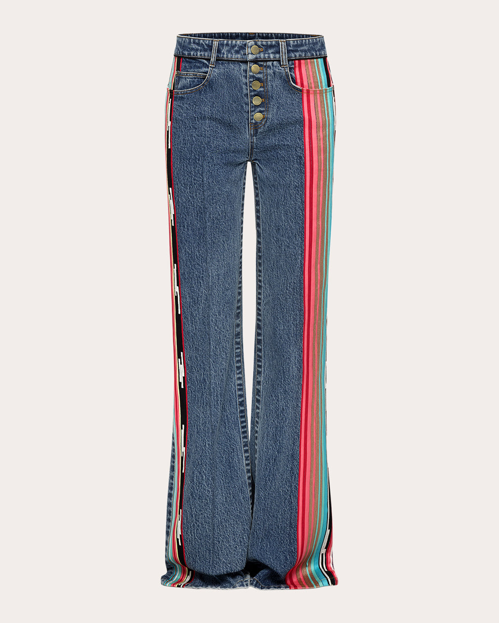 Ben Satin Ribbon Straight-Leg Jeans | Olivela