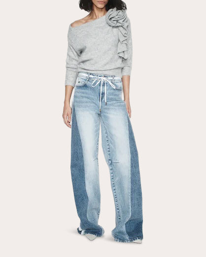 Tay Lace-Trim Wide-Leg Jeans