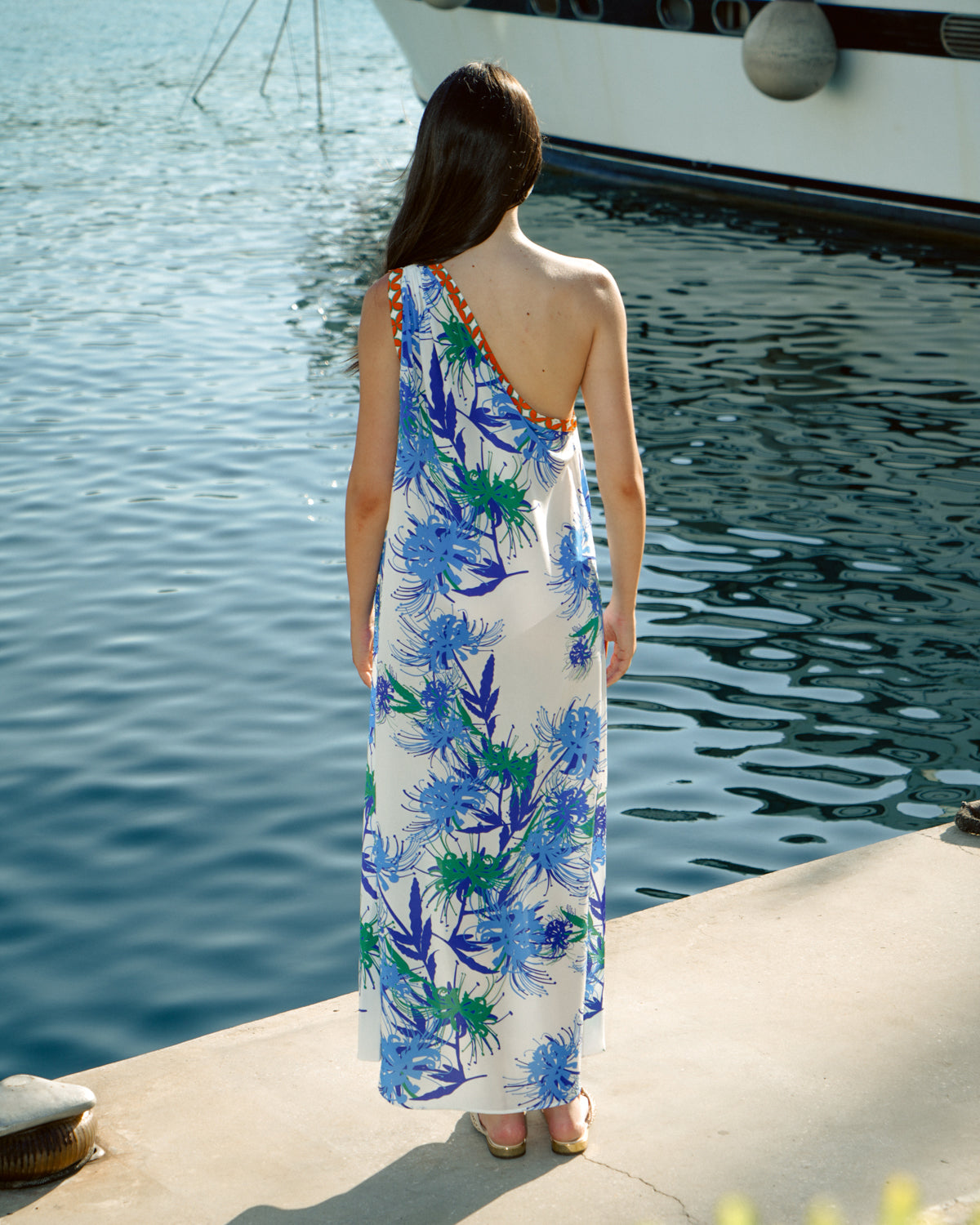 Tama Higa Silk Asymmetric Maxi Dress
