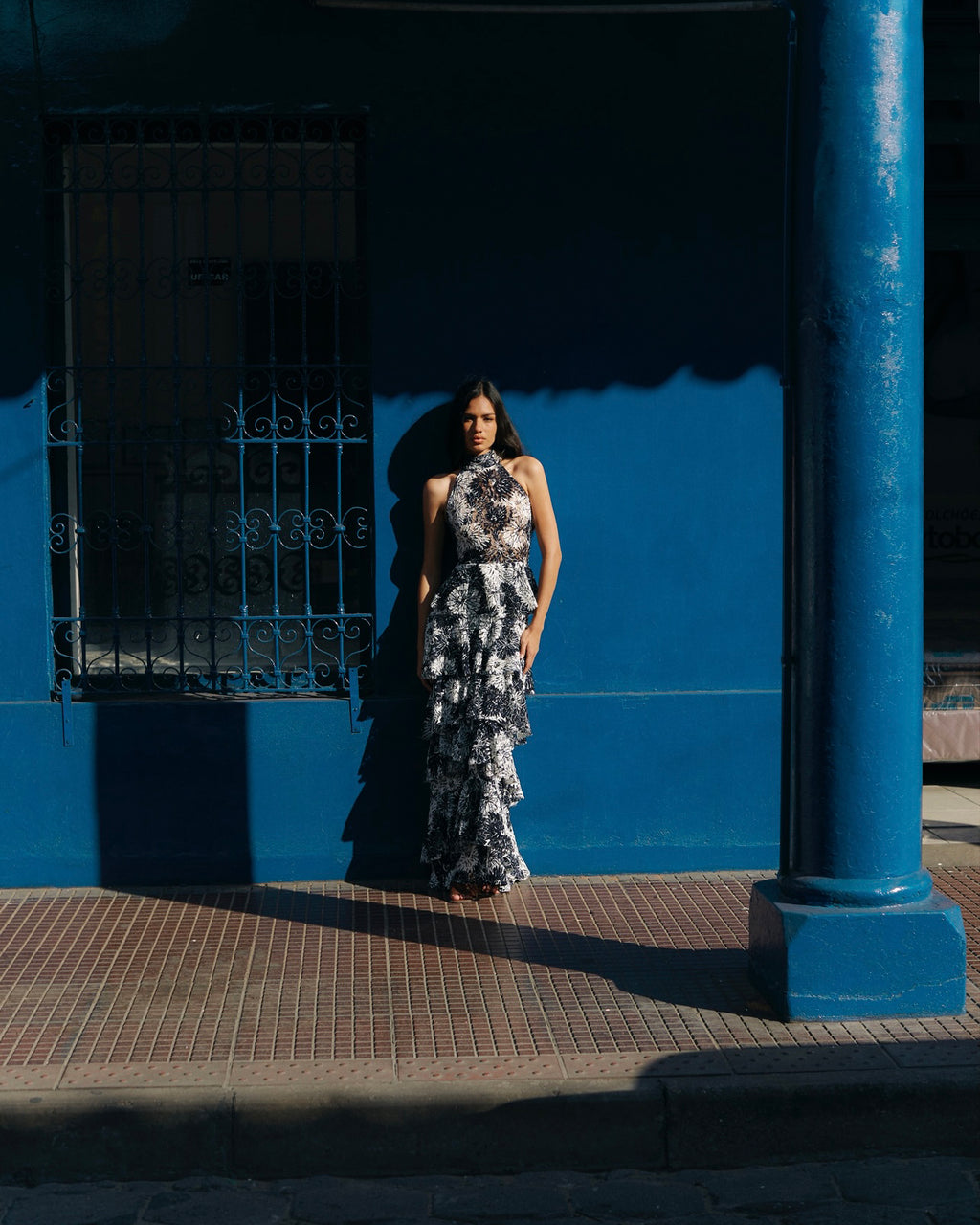 Kei Embroidered Floral Lace Tiered Gown