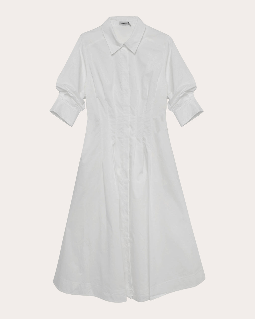 Jazz Pleated Poplin Midi Shirt Dress