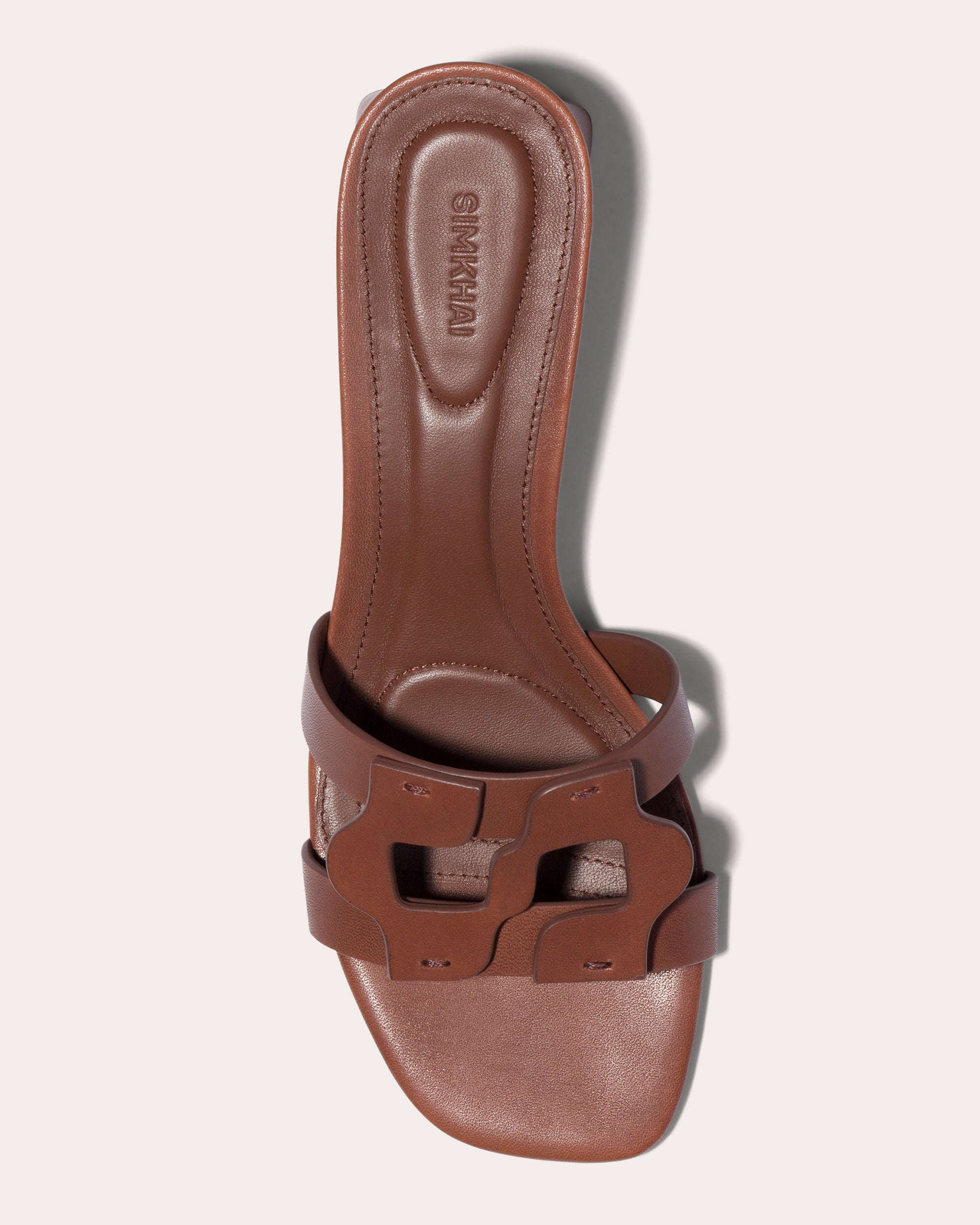 Simkhai Monogram Leather Block-Heel Sandal