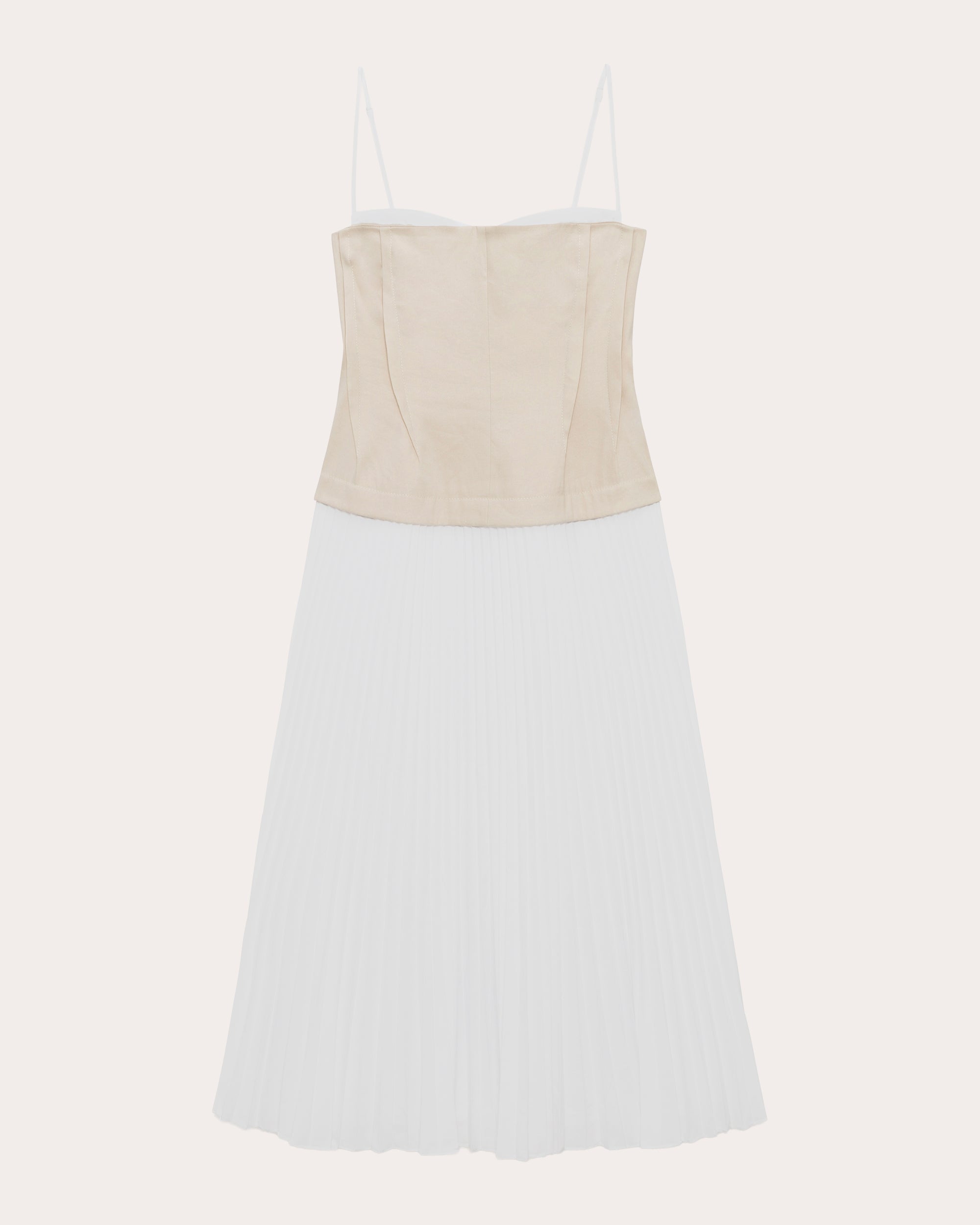 Duval Linen Poplin Combo Bustier Midi Dress