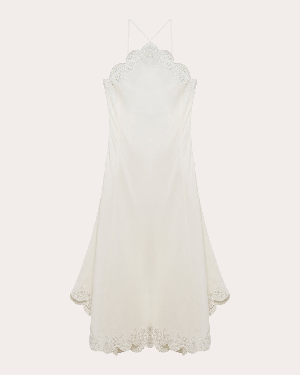 Gillian Embroidered Linen Halter Midi Dress