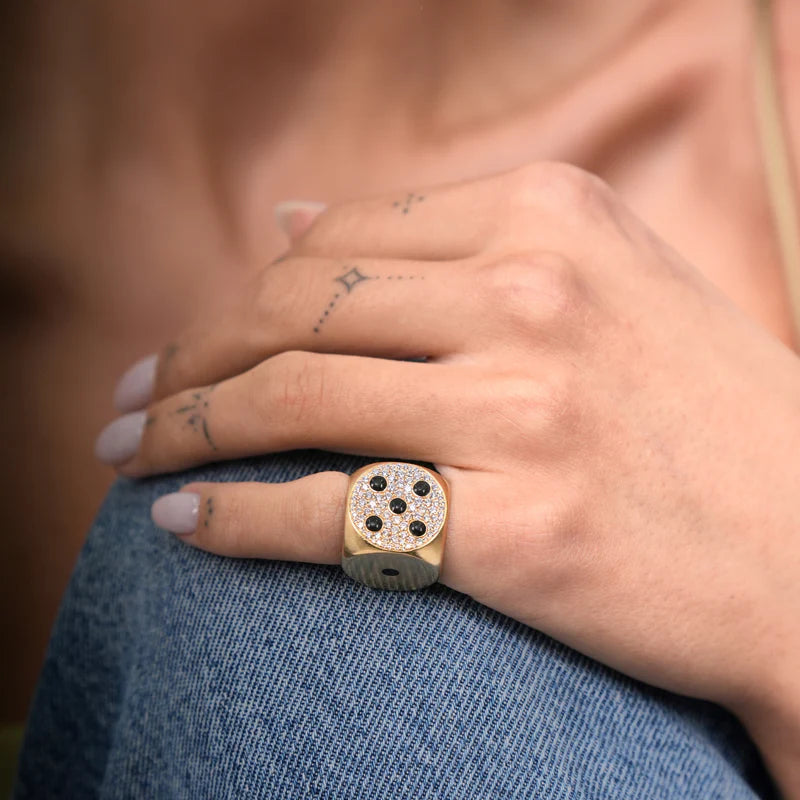 Mini Hasard 18K Gold Enamel and Lab-Grown Diamond Ring