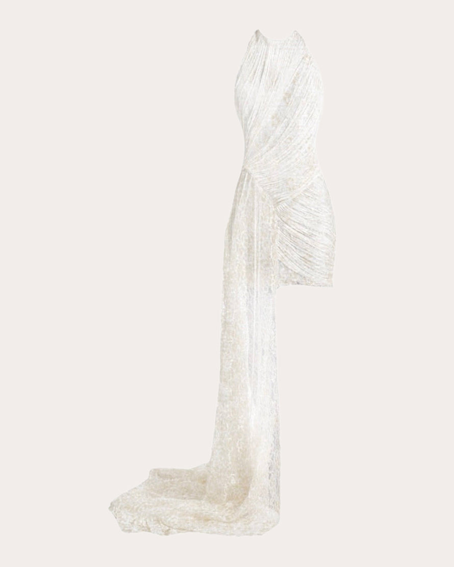 Vexa Draped Silk Fringe Mini Dress