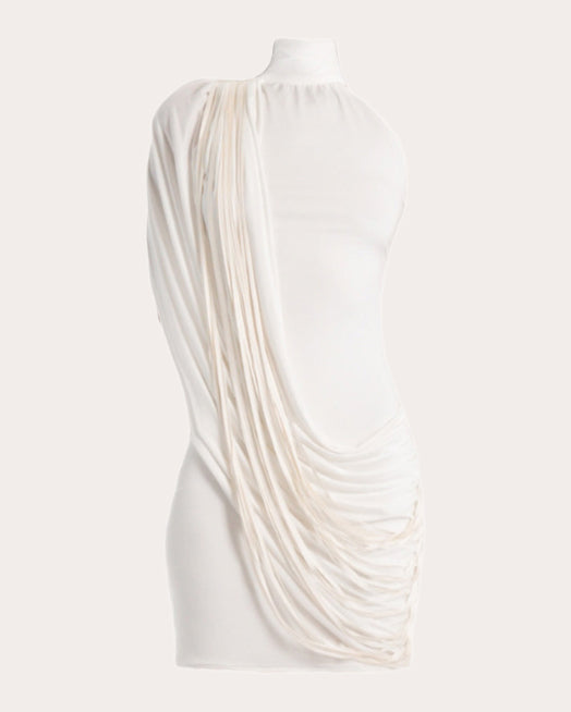 Kri Asymmetric Drape Mini Dress