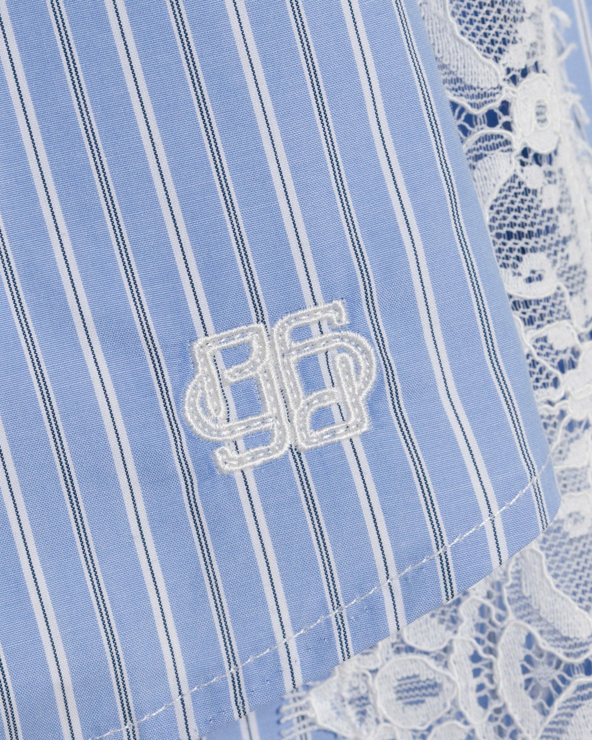 Renata Stripe Poplin Lace Crop Button-Up
