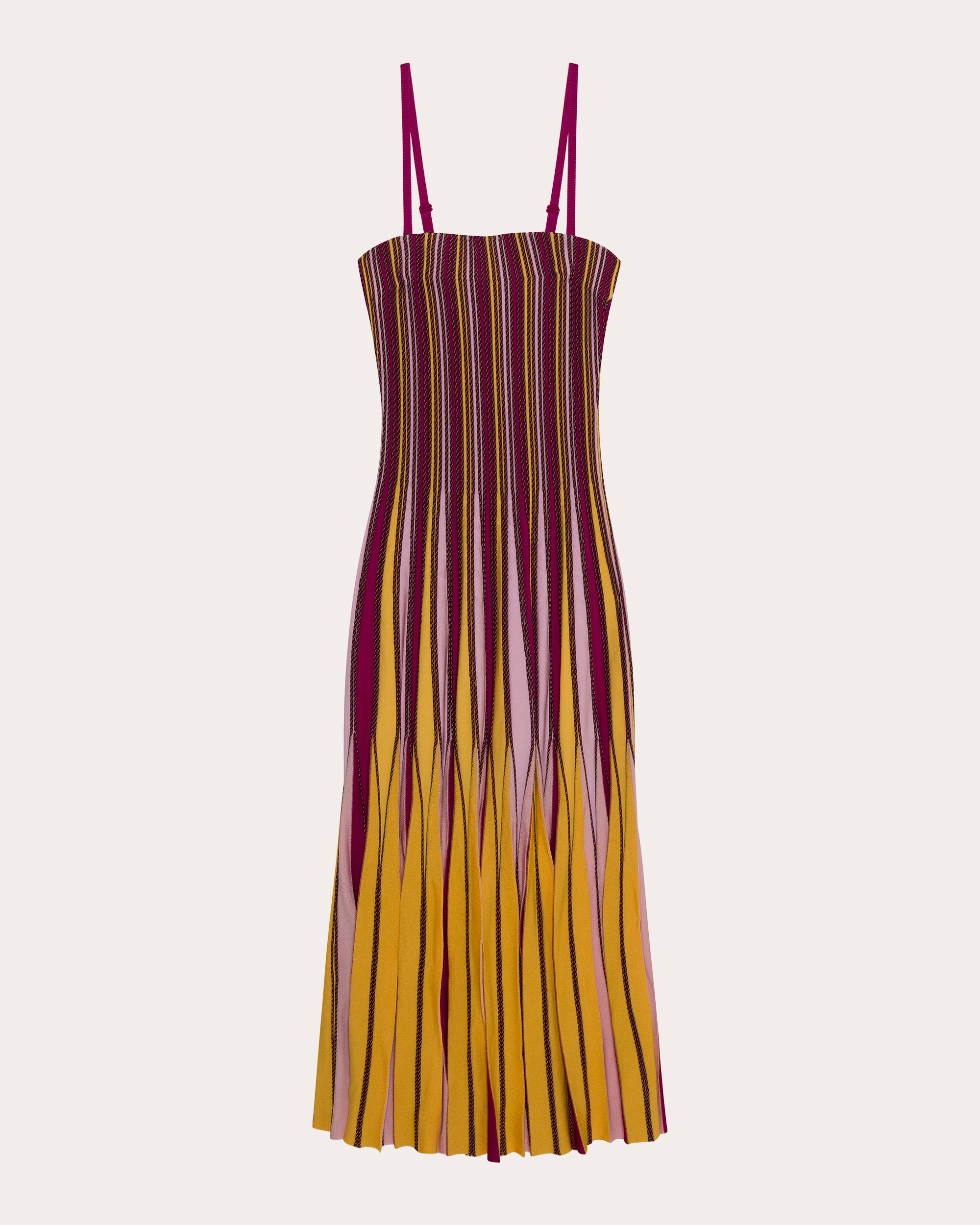 Soleil Stripe Knit Pleated Midi Dress