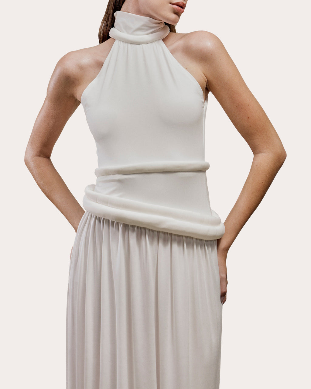 Yume Rolled Mock Neck Midi Dress
