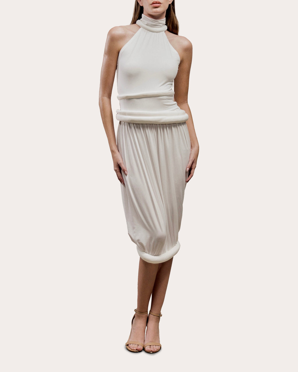 Yume Rolled Mock Neck Midi Dress