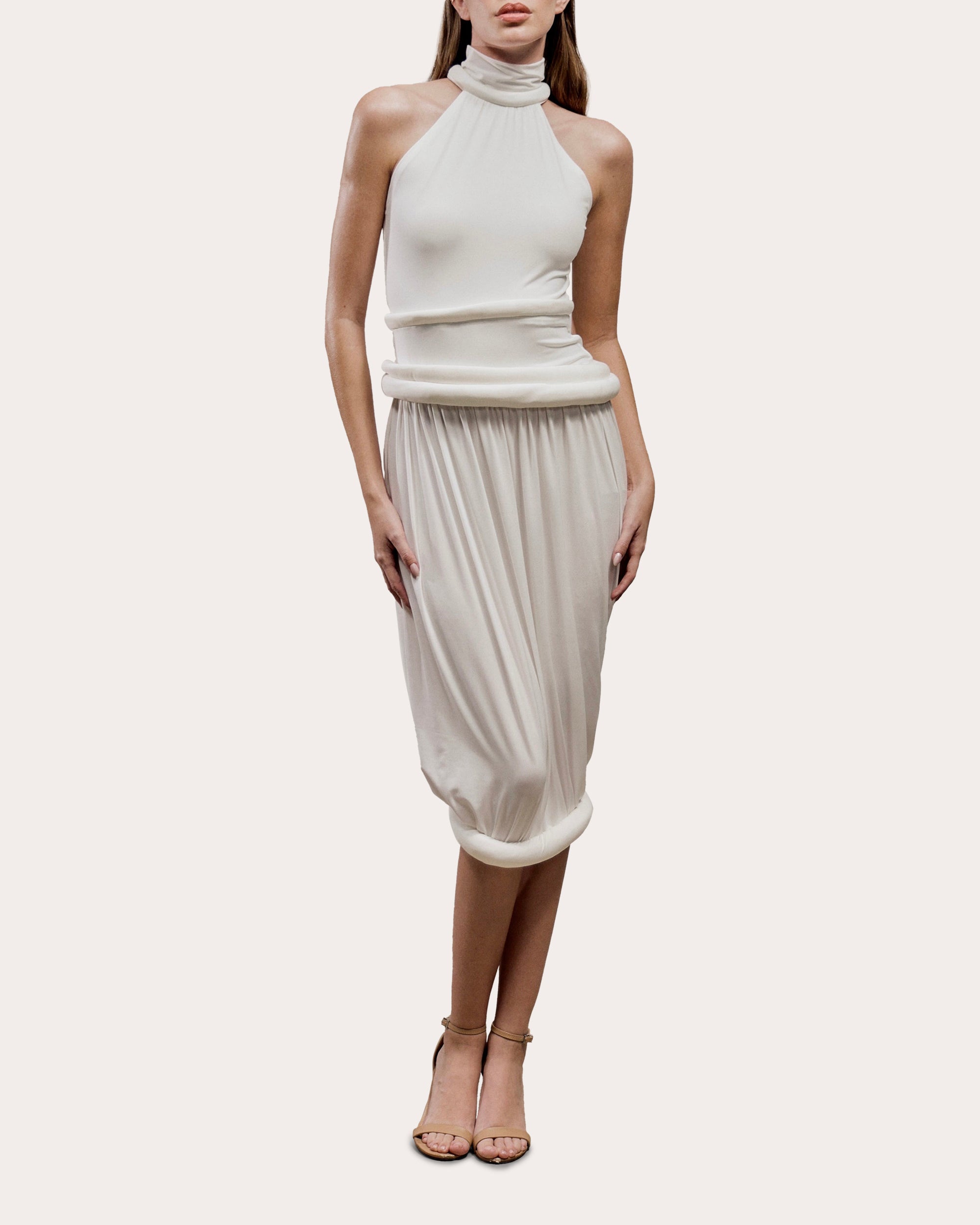 Yume Rolled Mock Neck Midi Dress