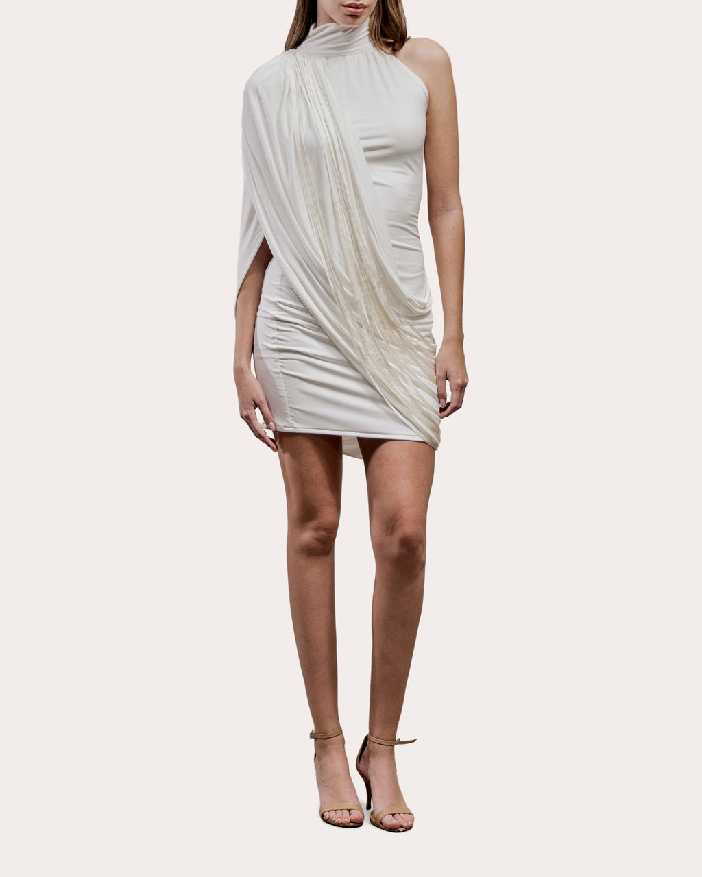 Kri Asymmetric Drape Mini Dress