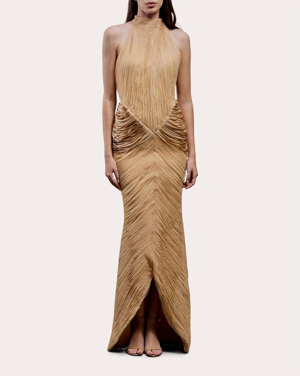 Zele Pleated Tulle Draped Gown