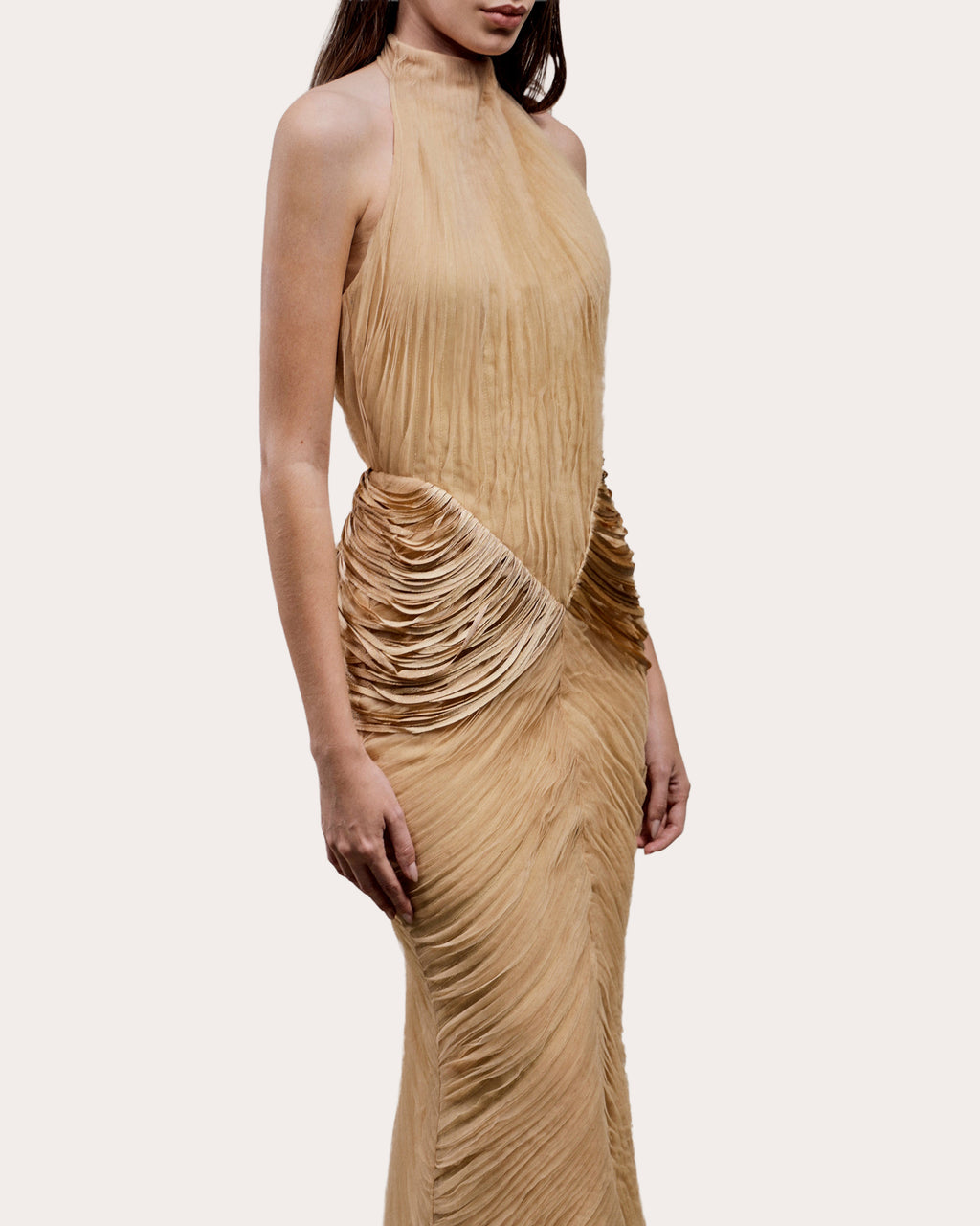 Zele Pleated Tulle Draped Gown