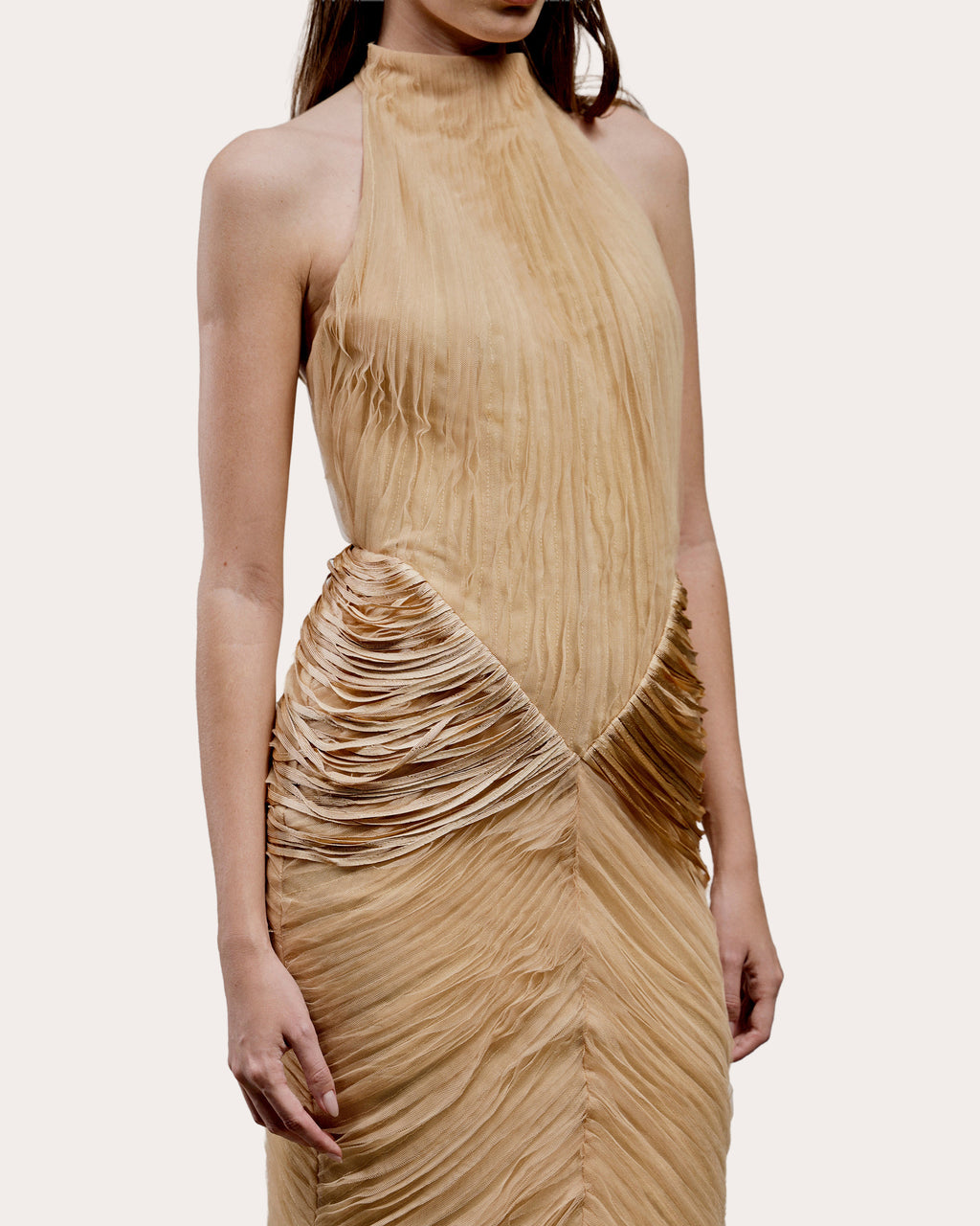 Zele Pleated Tulle Draped Gown