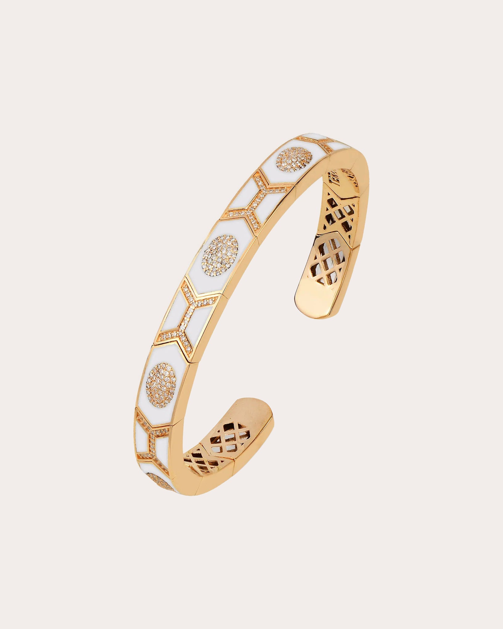 Shield 18K Gold Enamel and Diamond Cuff