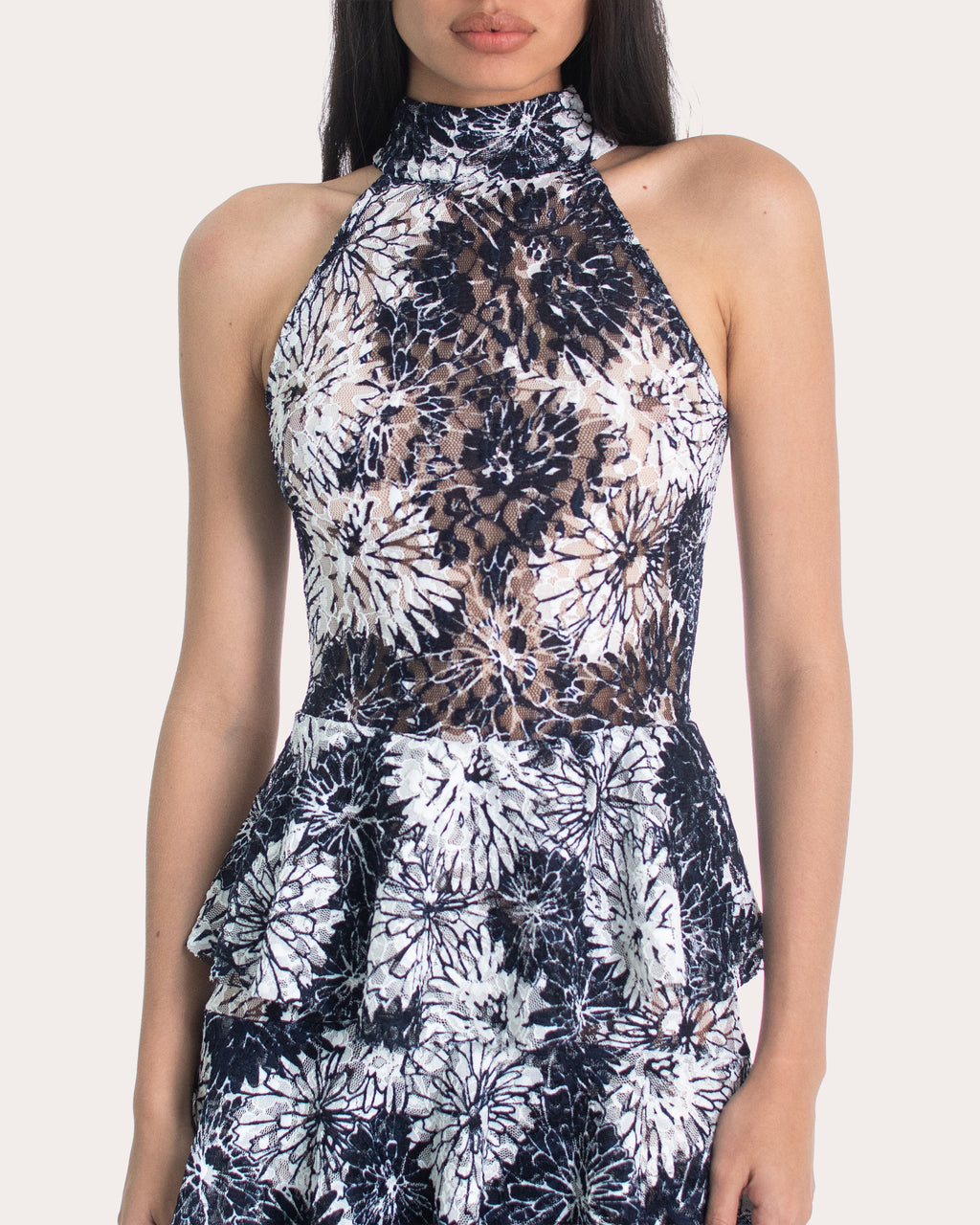 Kei Embroidered Floral Lace Tiered Gown