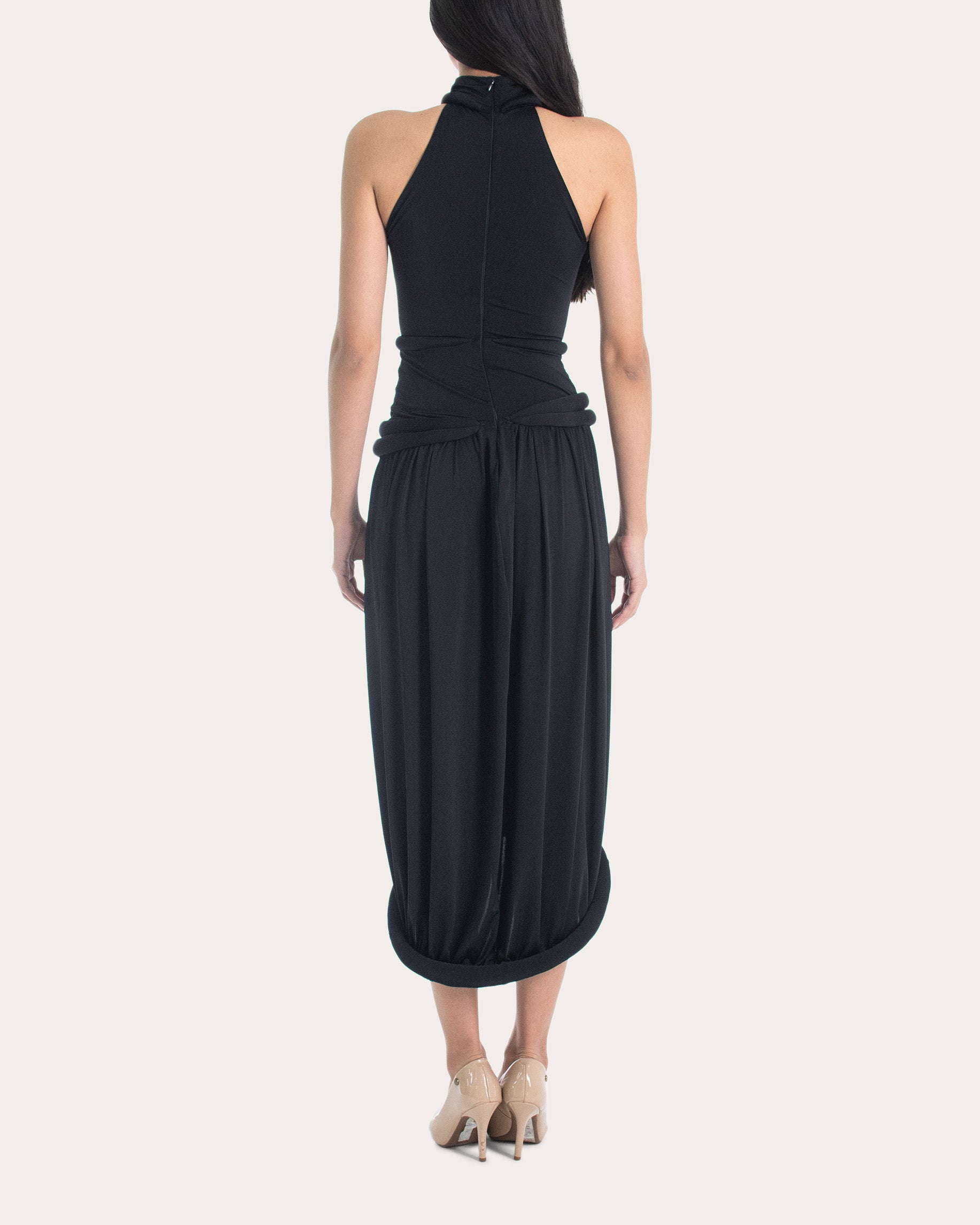 Yume Rolled Mock Neck Midi Dress