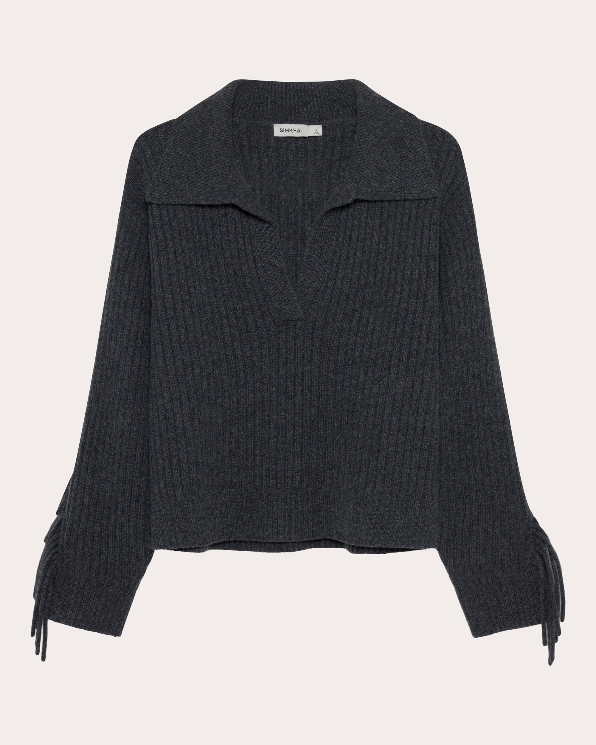 Natalia Wool Fringe Polo Sweater