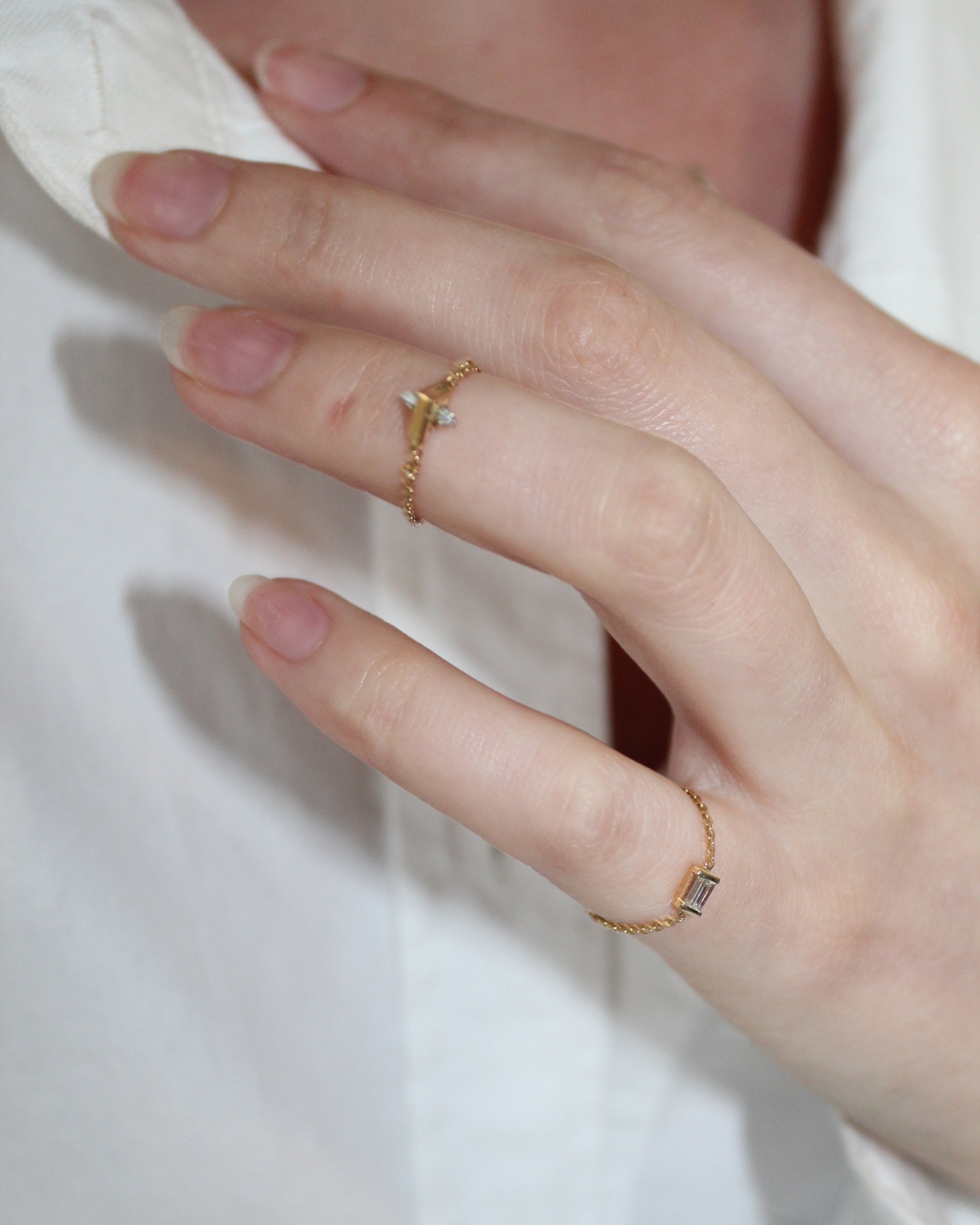 Diamond Mini Tricone Duo Pinky Ring | Olivela