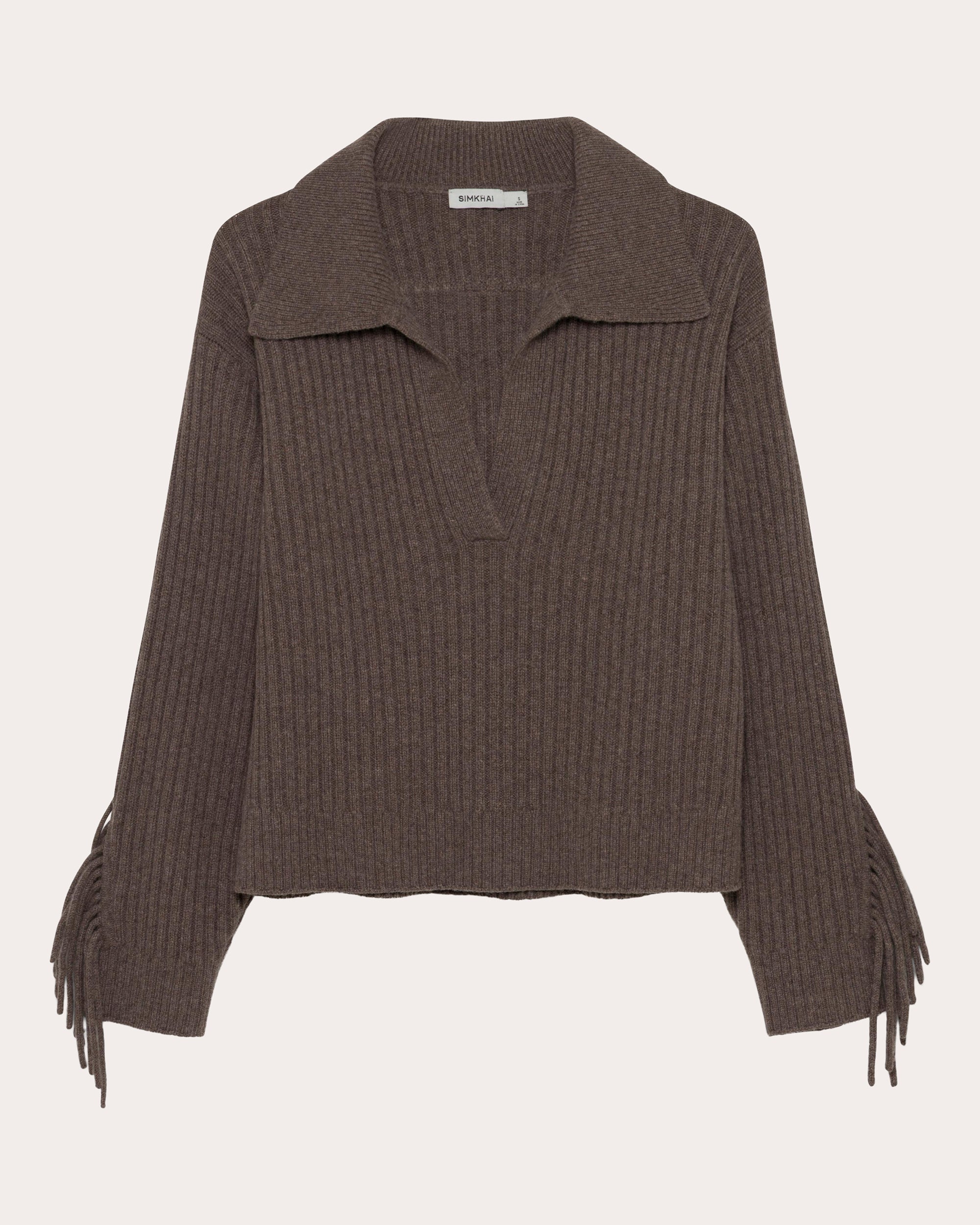 Natalia Wool Fringe Polo Sweater