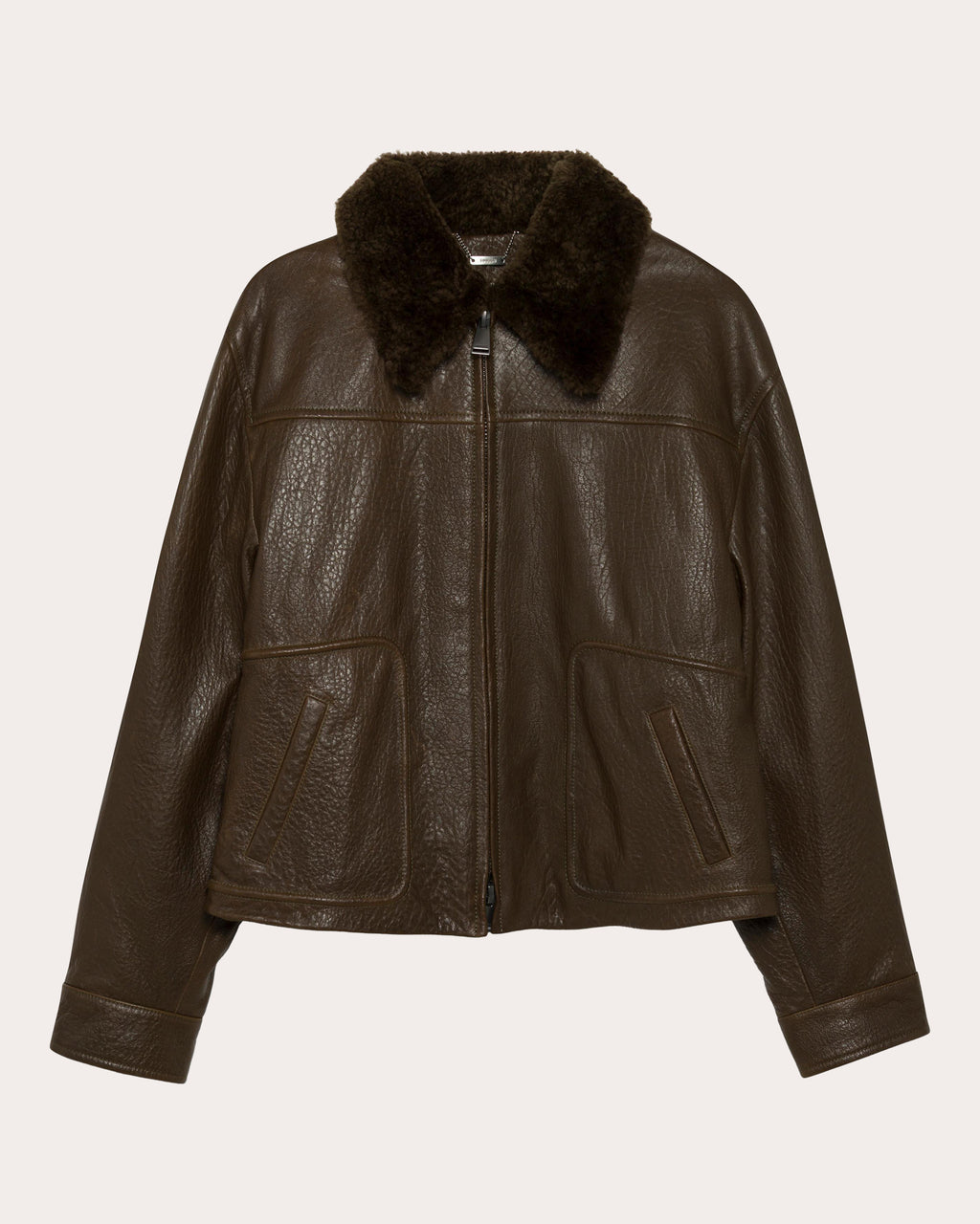 Mel Leather Shearling Collared Jacket