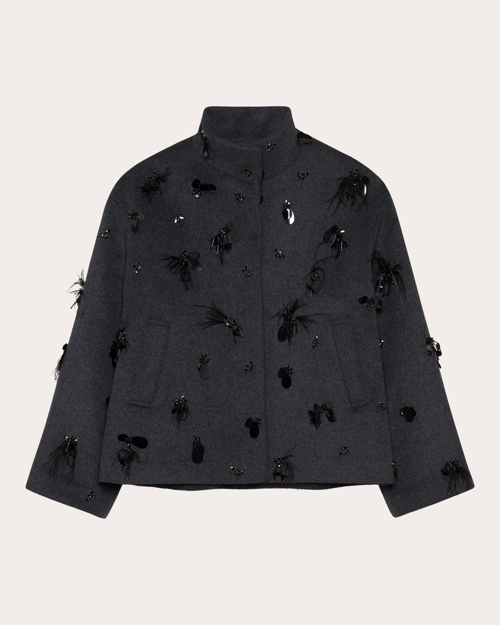 Siena Embellished Wool Funnel Jacket