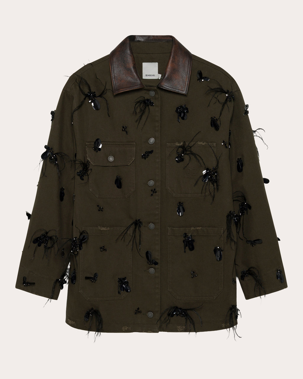 Larz Embellished Denim Chore Jacket