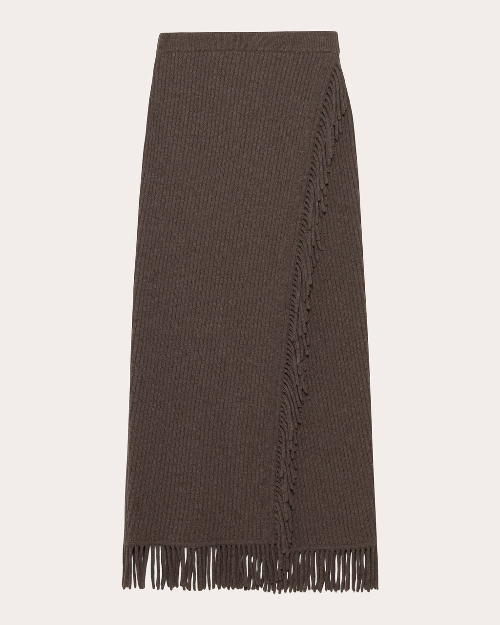Casey Wool Knit Fringe Midi Skirt