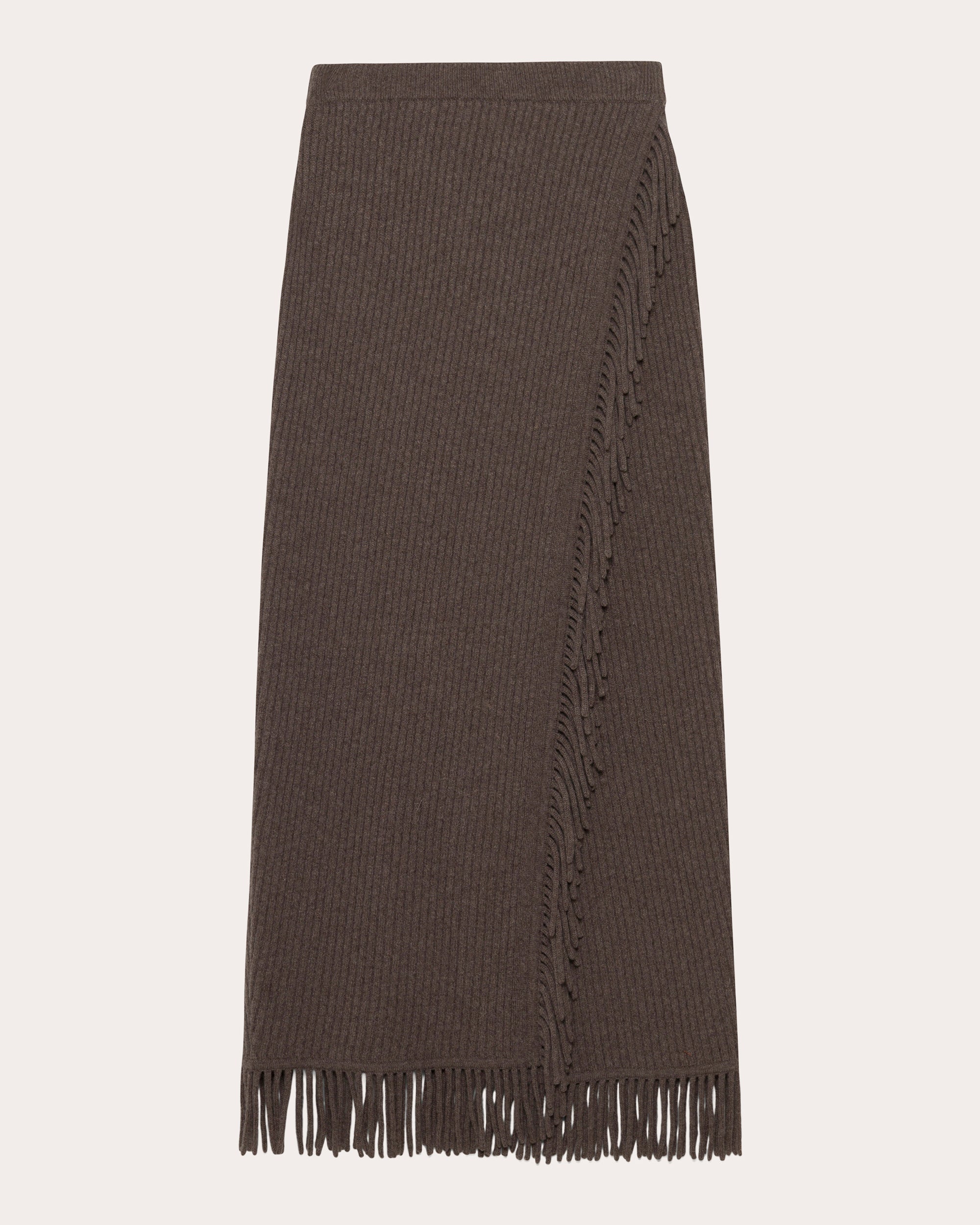Casey Wool Knit Fringe Midi Skirt