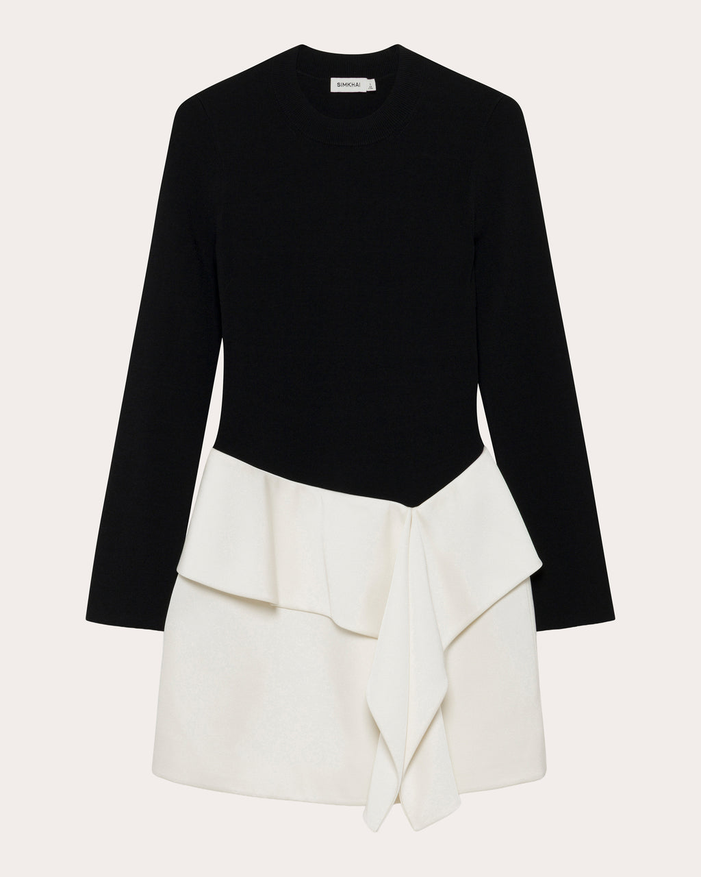 Noel Knit Twill Combo Draped Mini Dress