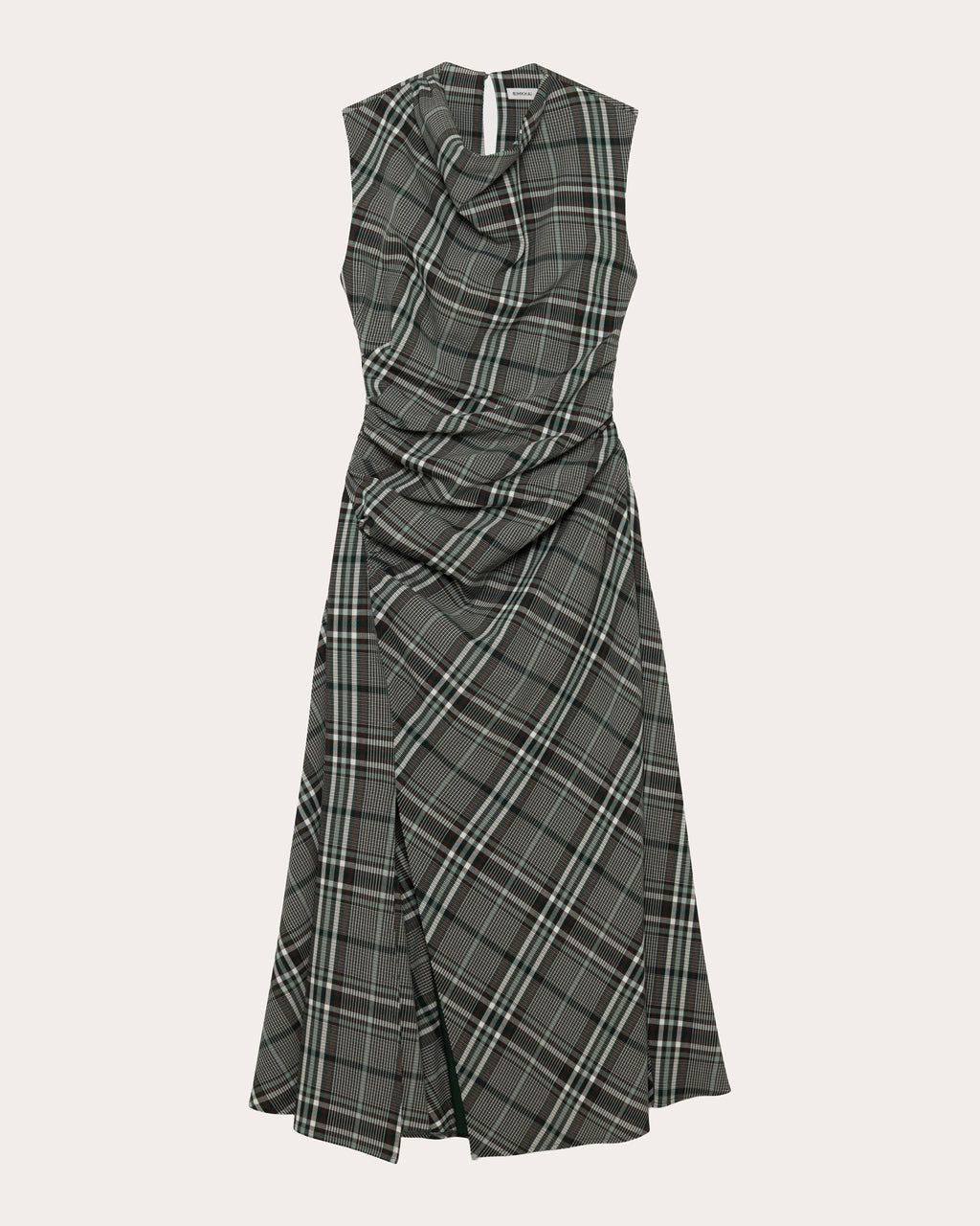 Burke Plaid Draped Midi Dress