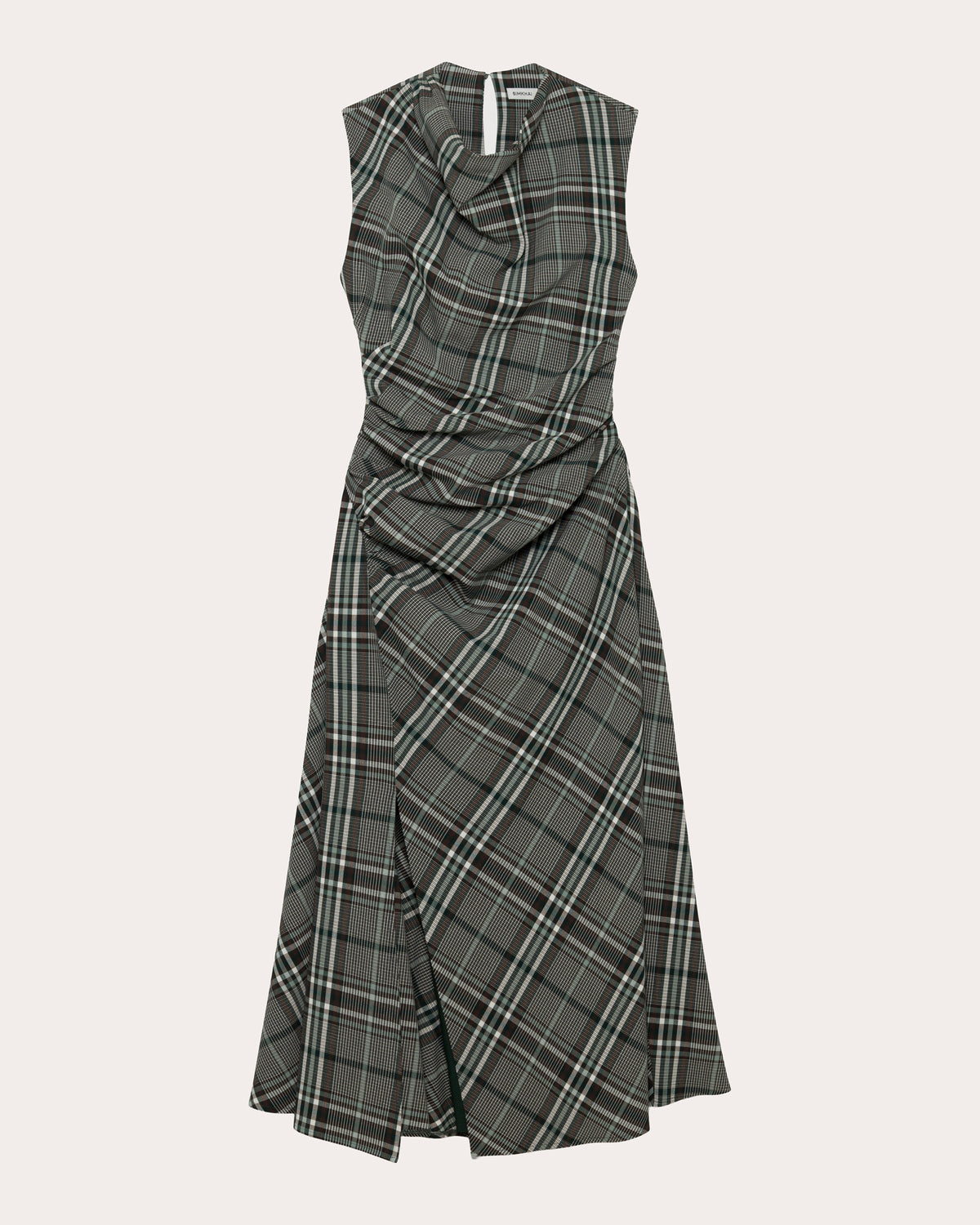 Burke Plaid Draped Midi Dress