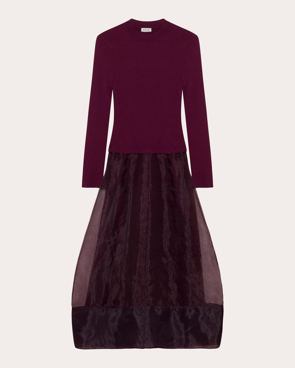 Maril Knit Organza Combo Midi Dress