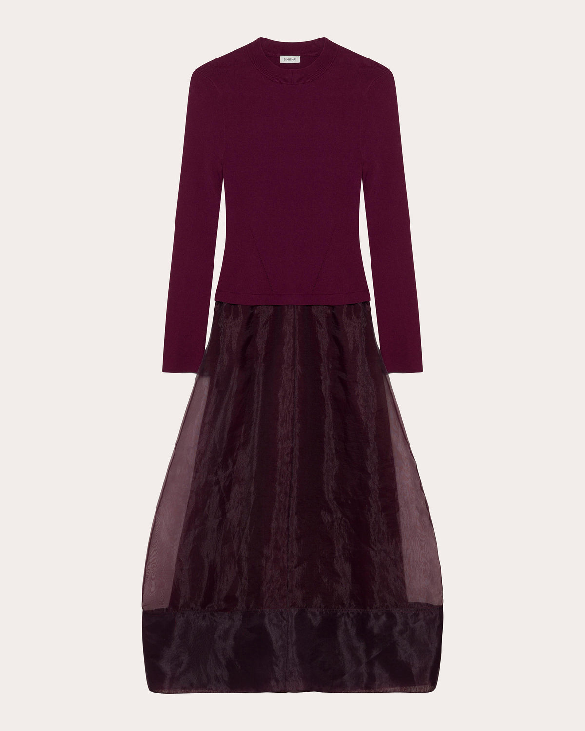 Maril Knit Organza Combo Midi Dress