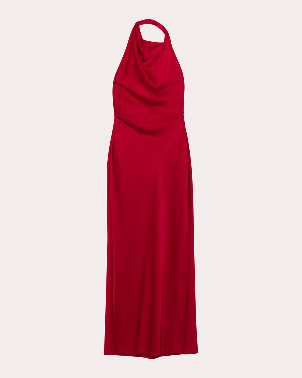 Reannon Satin Draped Halter Gown