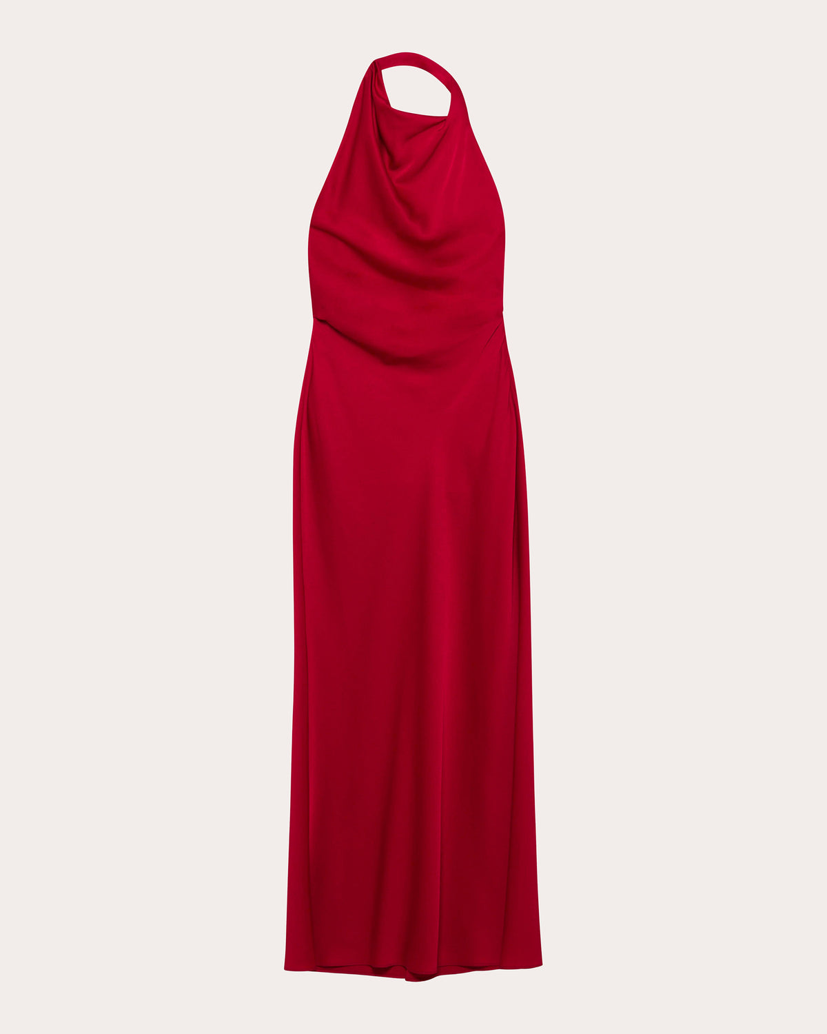 Reannon Satin Draped Halter Gown