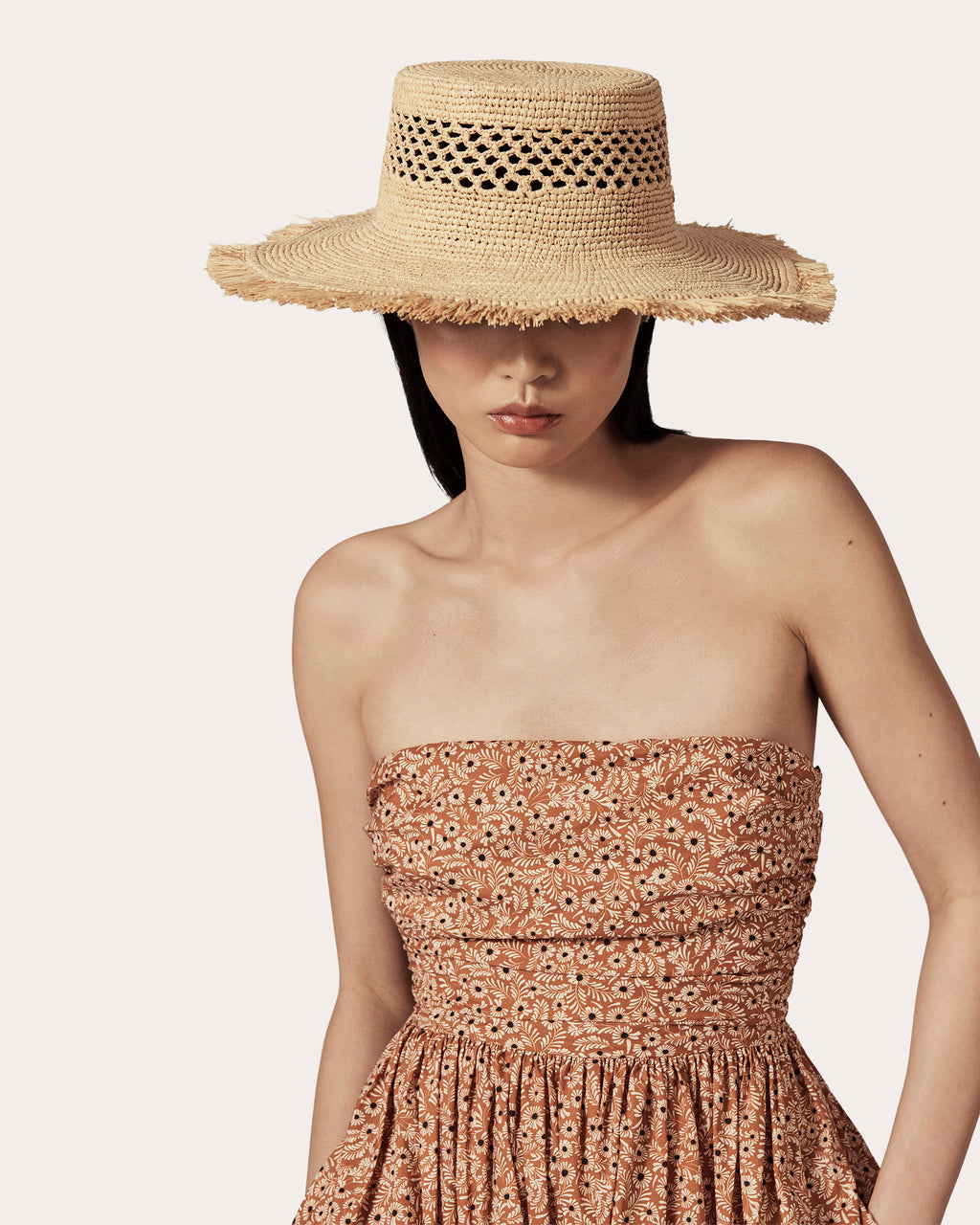 Ivy Crocheted Fringe Raffia Boater