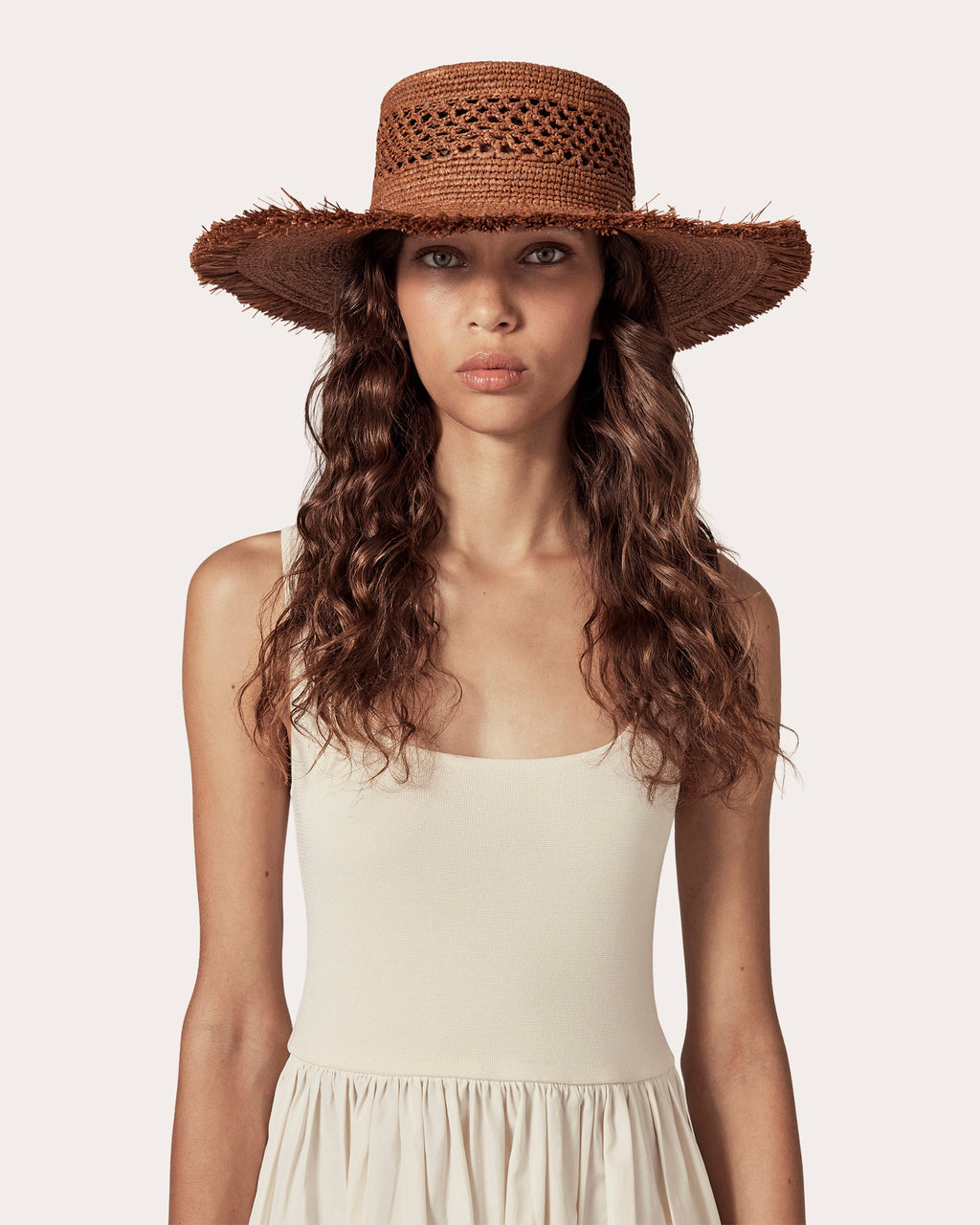 Ivy Crocheted Fringe Raffia Boater