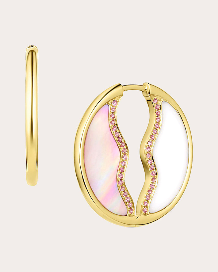 So Wavy 18K Gold Multi-Stone Hoop Earrings